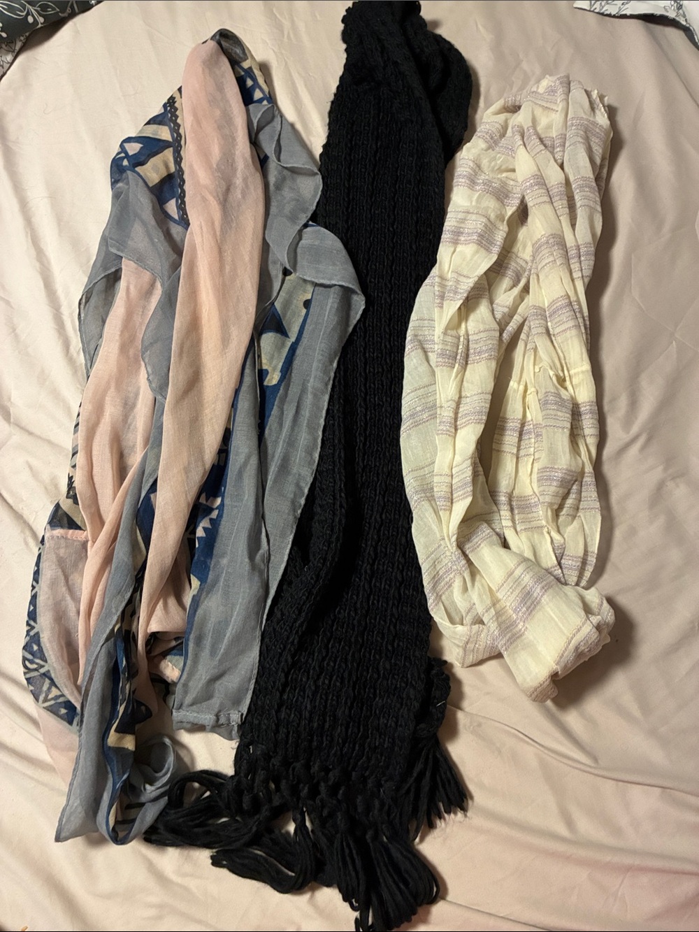 Black Knit Fringe Scarf - Women Sweaters Accessory